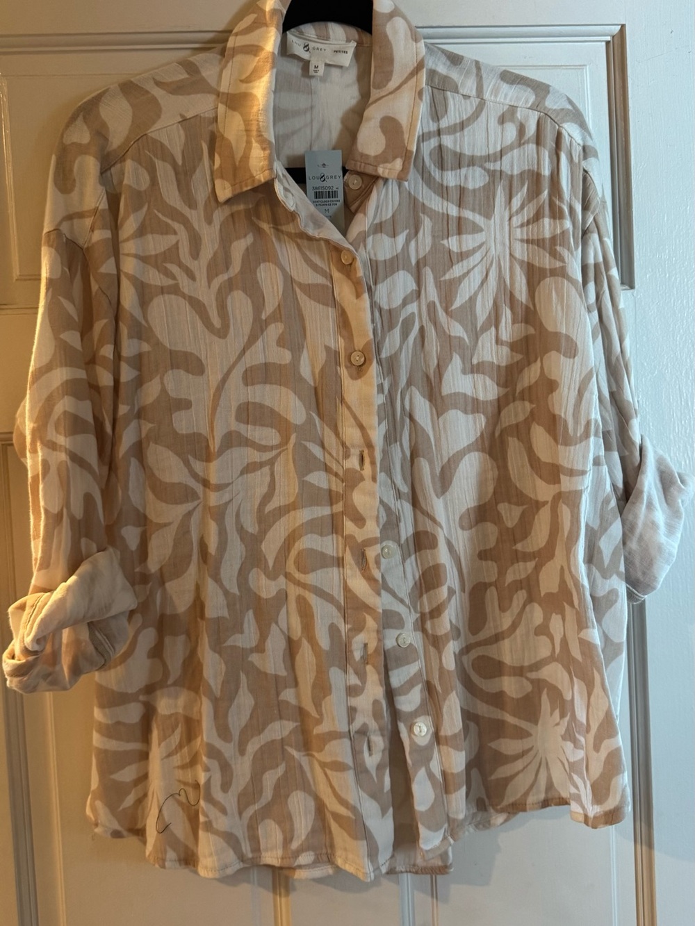 LOFT Lou & Grey Triple Cloth Cotton Gauze Shirt M Petite NWT